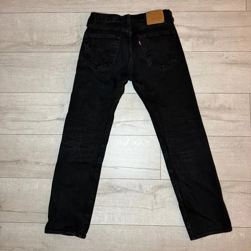 Men’s Levi’s Premium 501 Original Fit Jeans Washed Blk Denim W32 L32 Button Fly